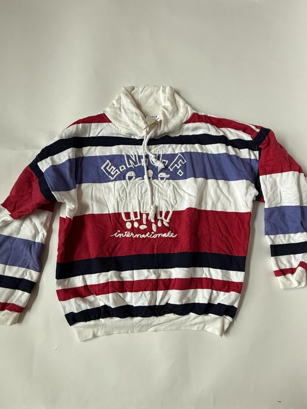 Enuf Internationale Womens M Vintage Stripe Pullover Sweatshirt 80s 90s NEW NOS